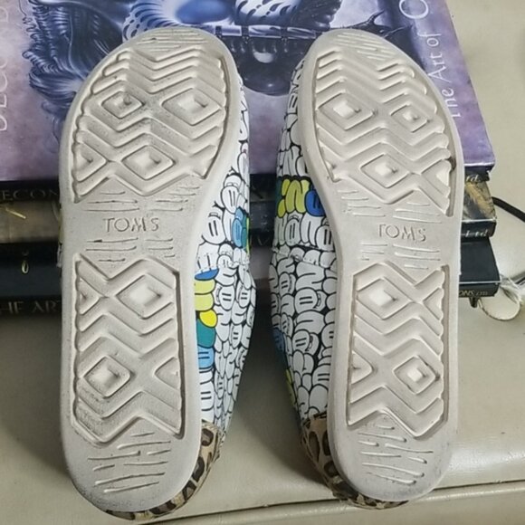 RARE Toms Mix Pattern Leopard Print & Bubble Graffiti Canvas Classic Shoes Sz10 - Picture 5 of 8